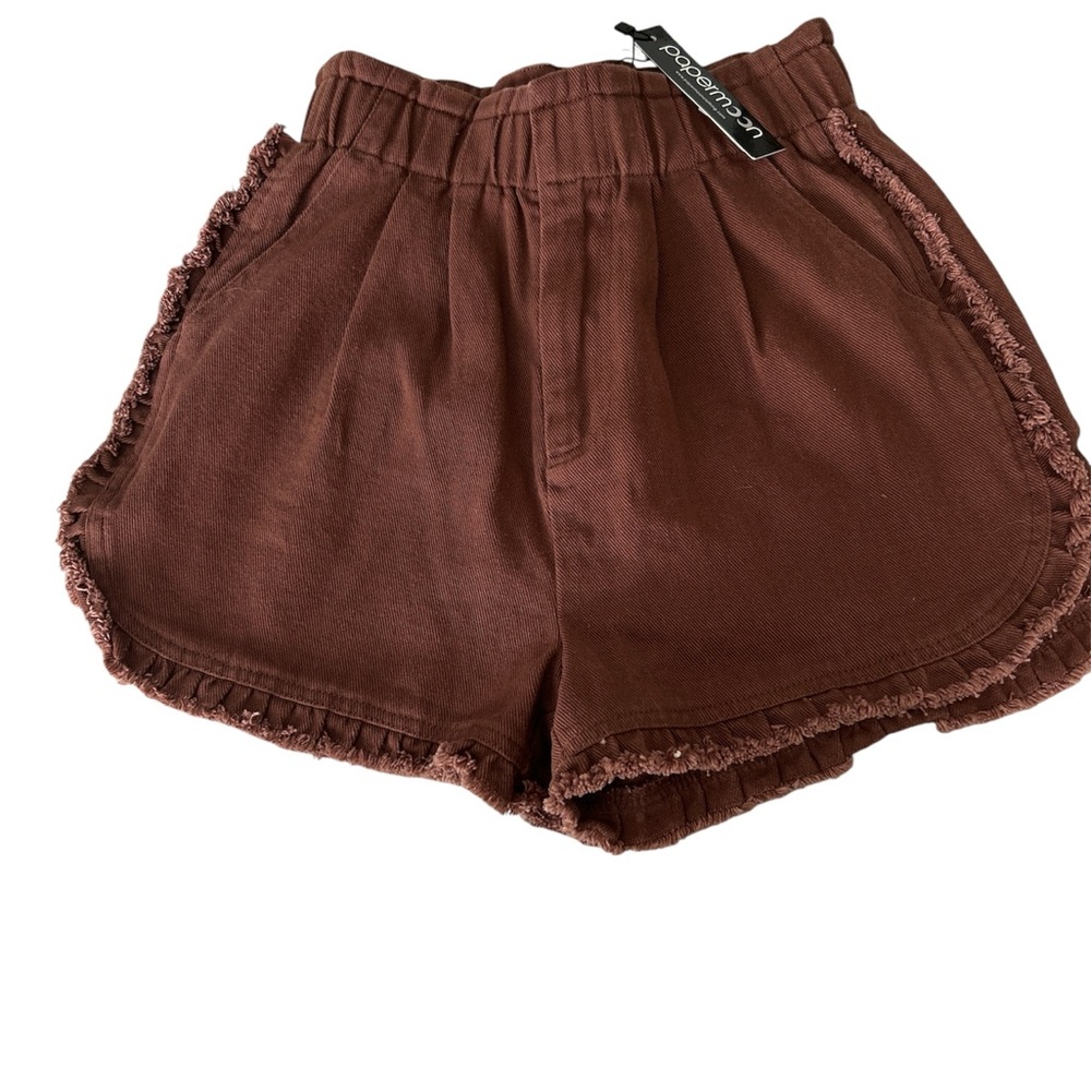 Papermoon High Waist Brown Women's Shorts 100 cotton size small